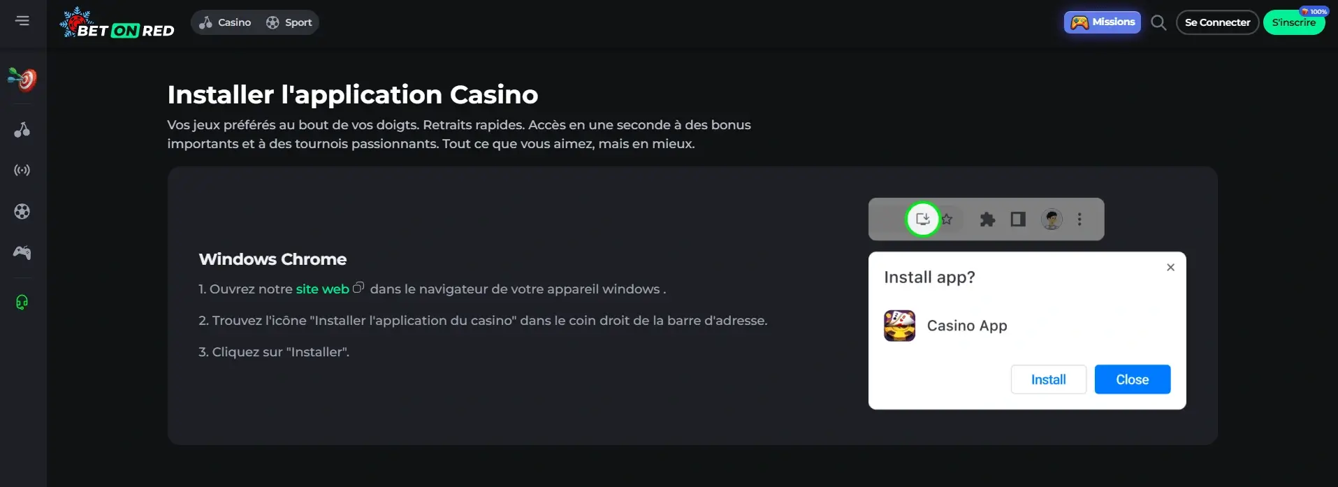 Application PC casino Application PC