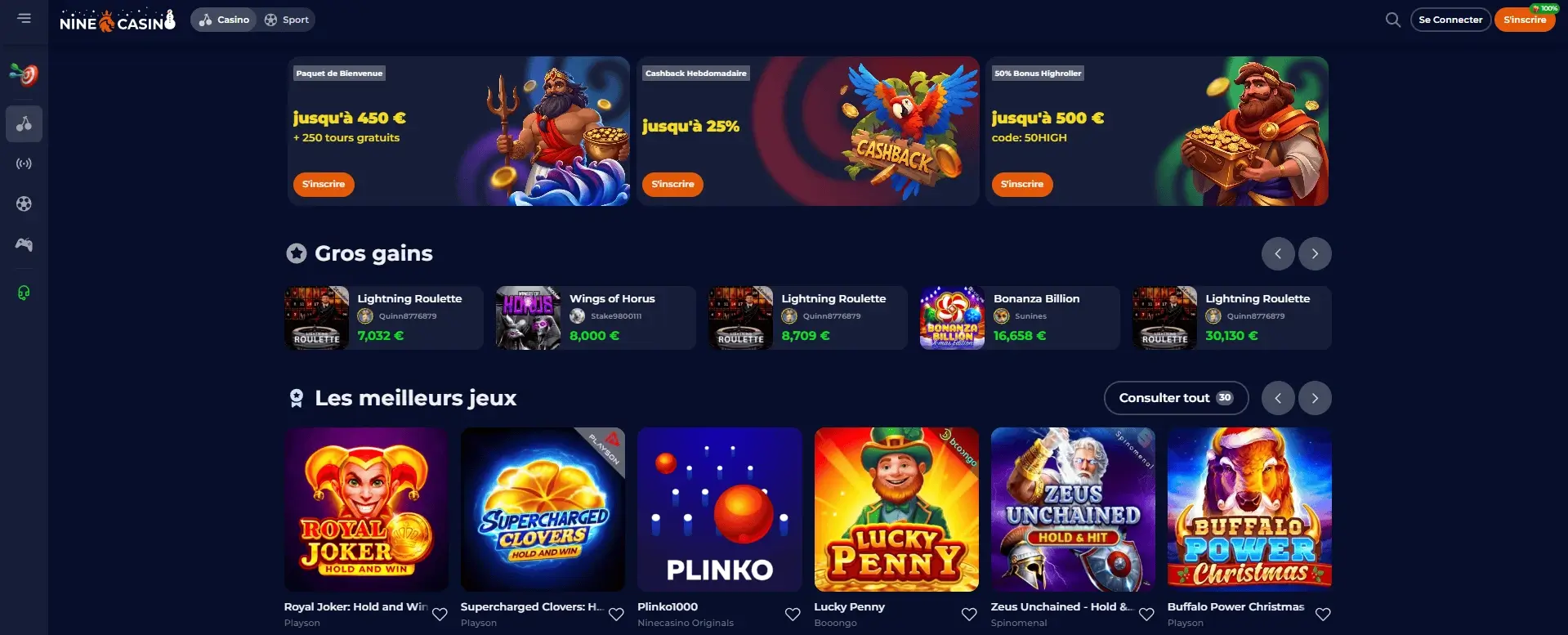 Jeux disponibles tous les goĂ»ts sur Nine Casino Jeux disponibles sur Nine CasinoÂ