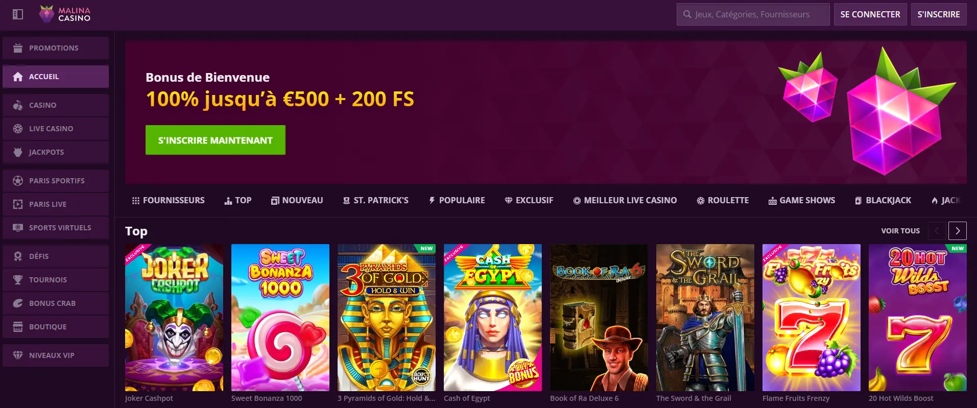 Service d'assistance du casino Malina en ligne Service d'assistance du casino Malina